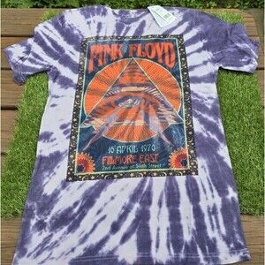 Pink Floyd Filmore East 1970 Band Tour Retro Tie-Dye T-Shirt Medium Purple NWT